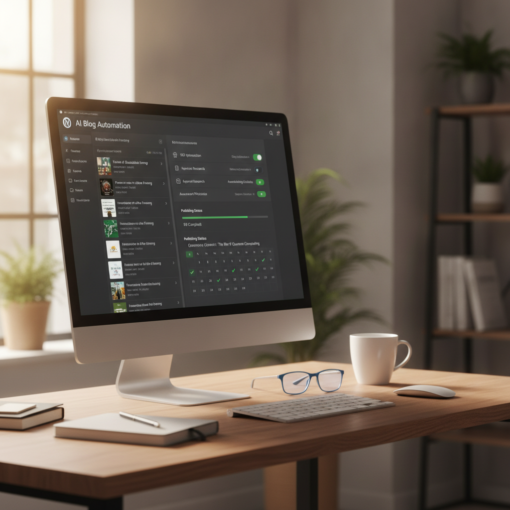Dashboard showing an ai blog automation wordpress plugin publishing SEO-optimized posts