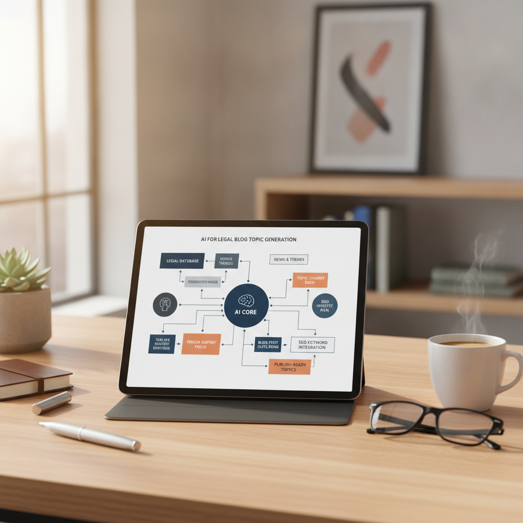 Diagram of AI for legal blog topic generation pipeline for personal injury law firms