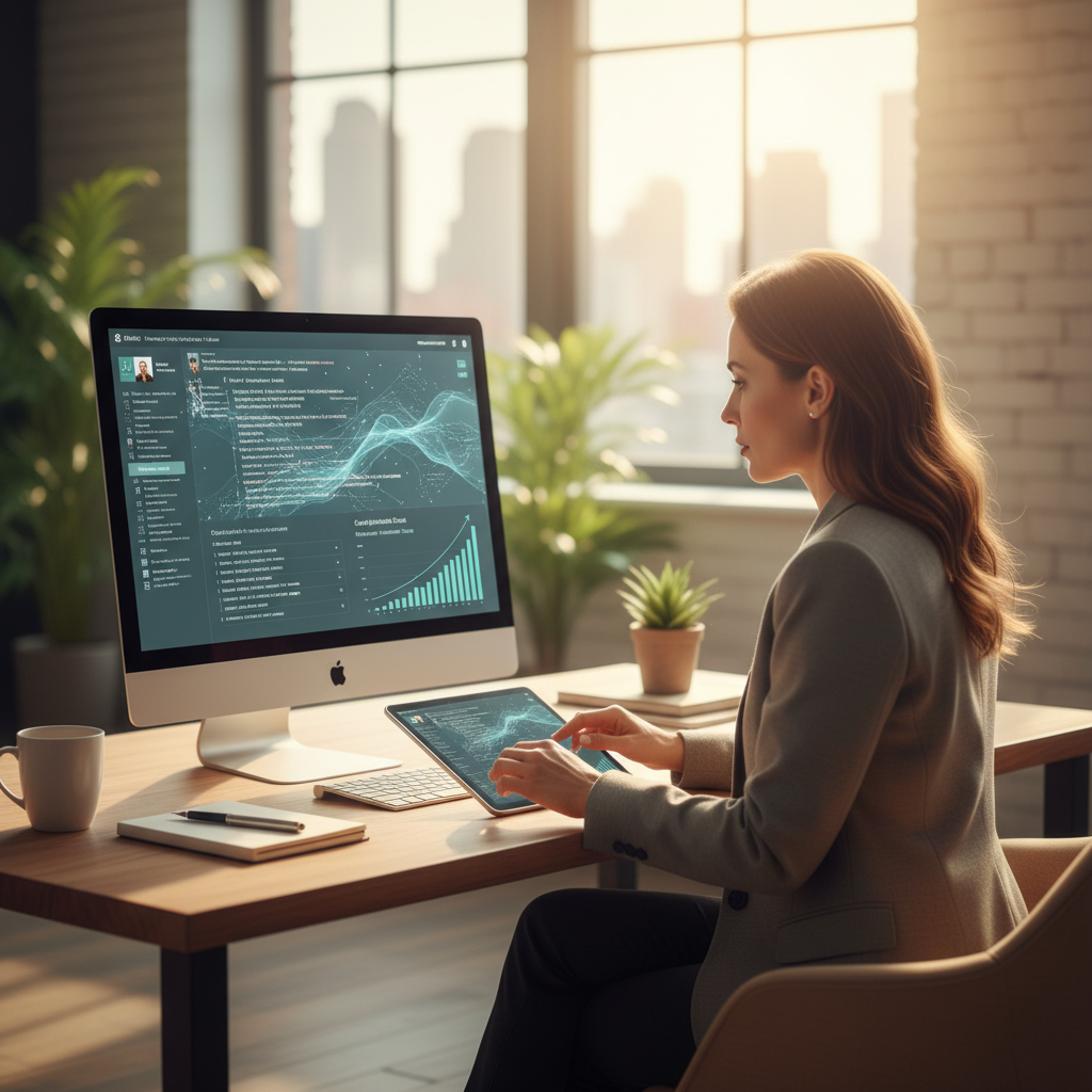 Real estate agent using AI dashboard to generate listing descriptions and SEO content