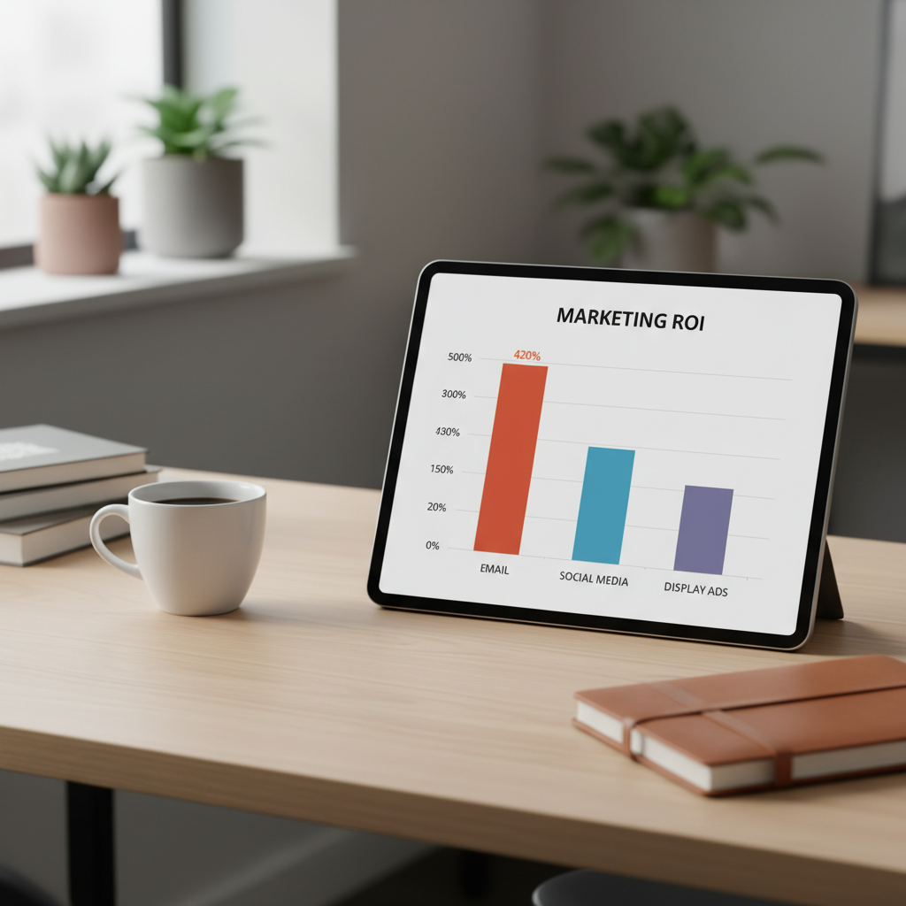 newsletter advertising ROI chart showing email outperforming social and display channels