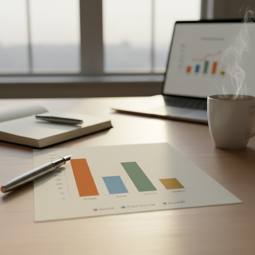 Newsletter advertising ROI benchmark chart comparing email to paid social and search channels