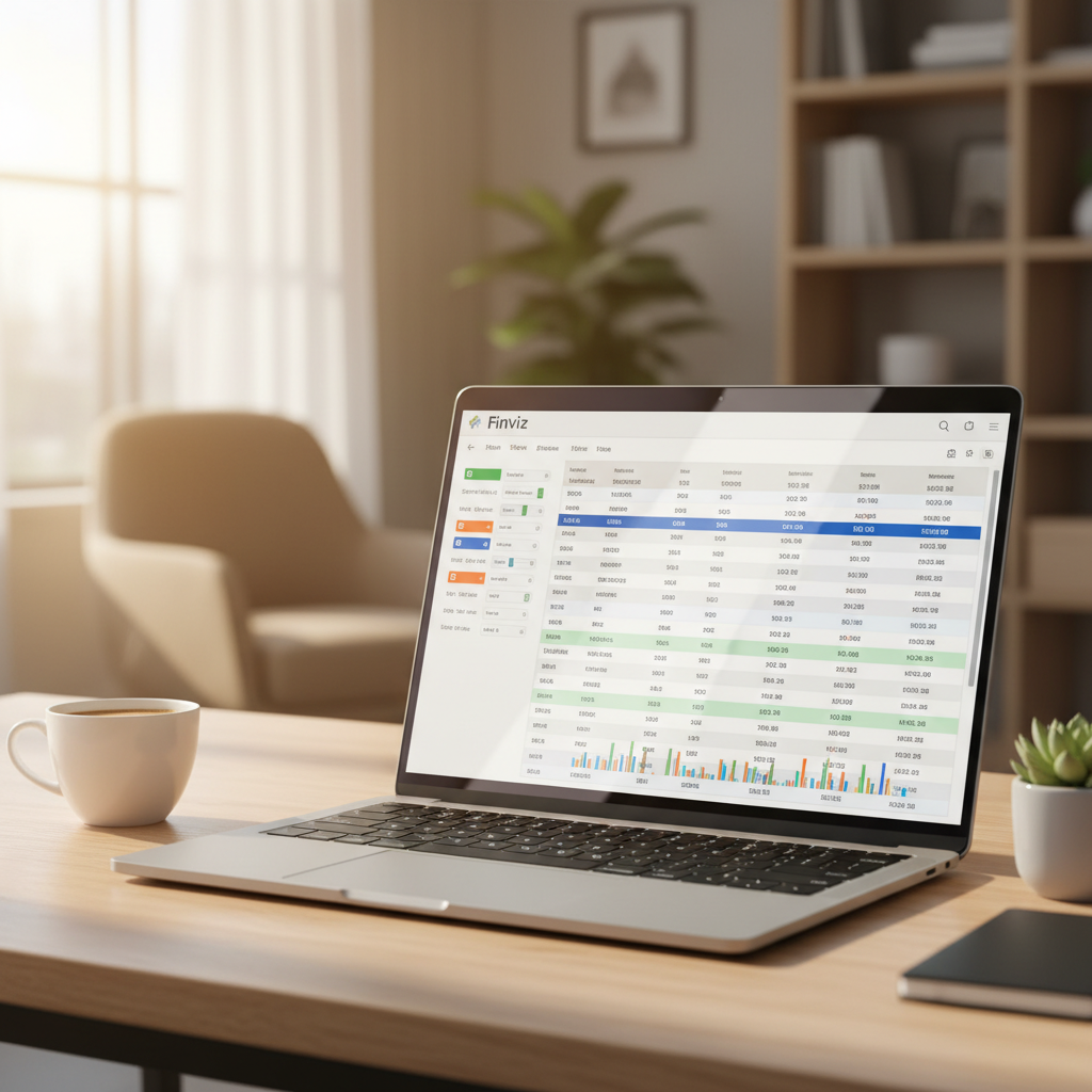 Finviz stock screener interface showing filters and results table