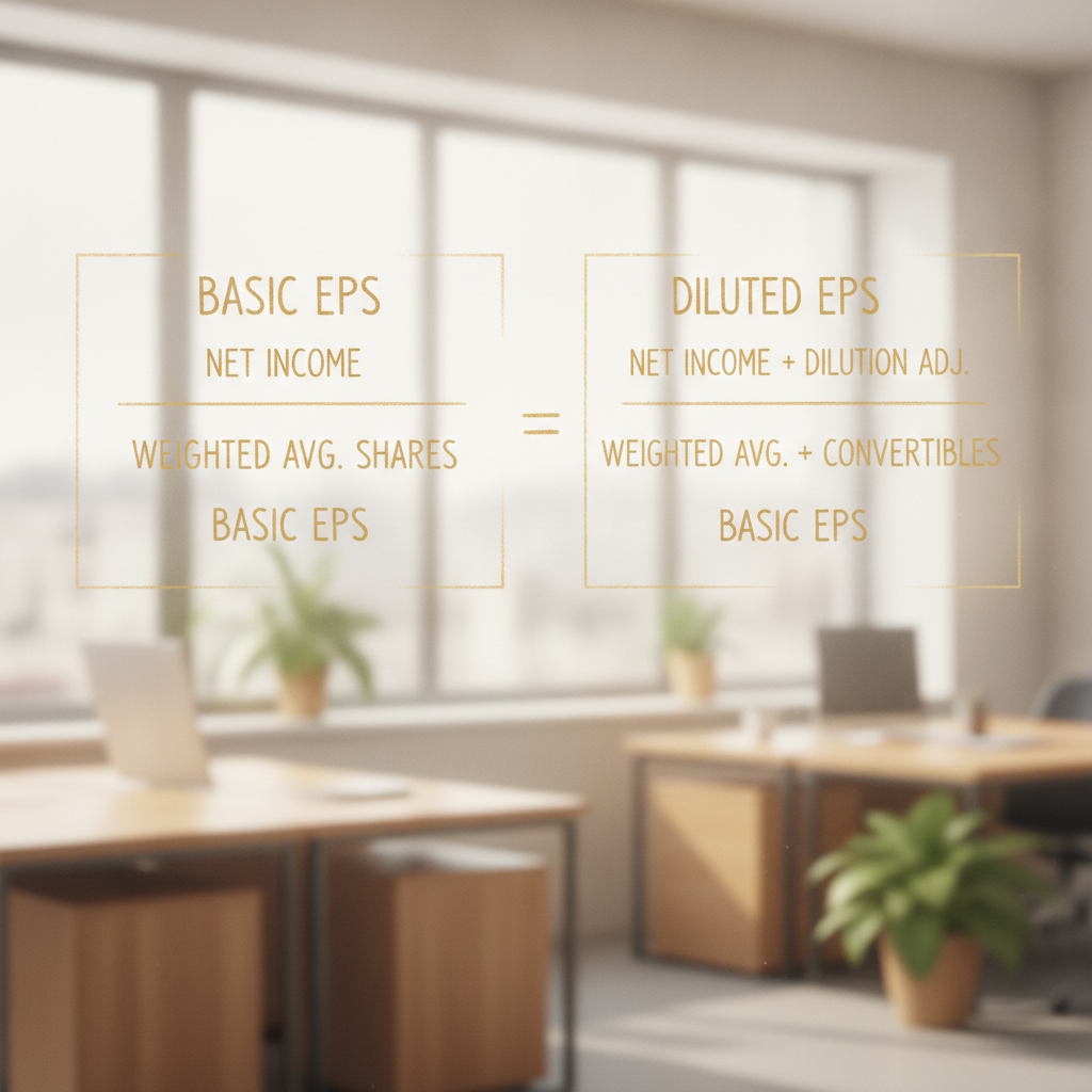 Chart illustrating the basic EPS formula and diluted EPS formula side by side