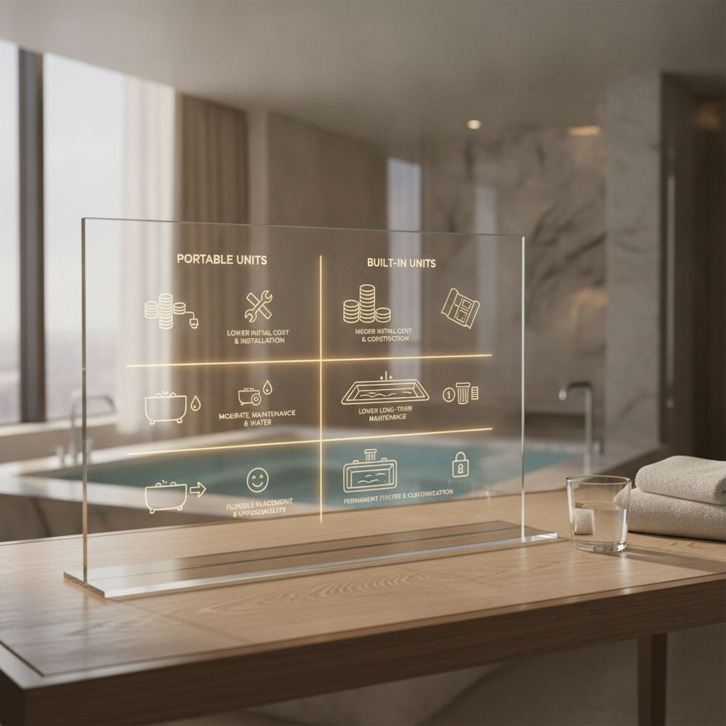 Comparison chart showing cost of in-suite cold plunge for hotels between portable and built-in units
