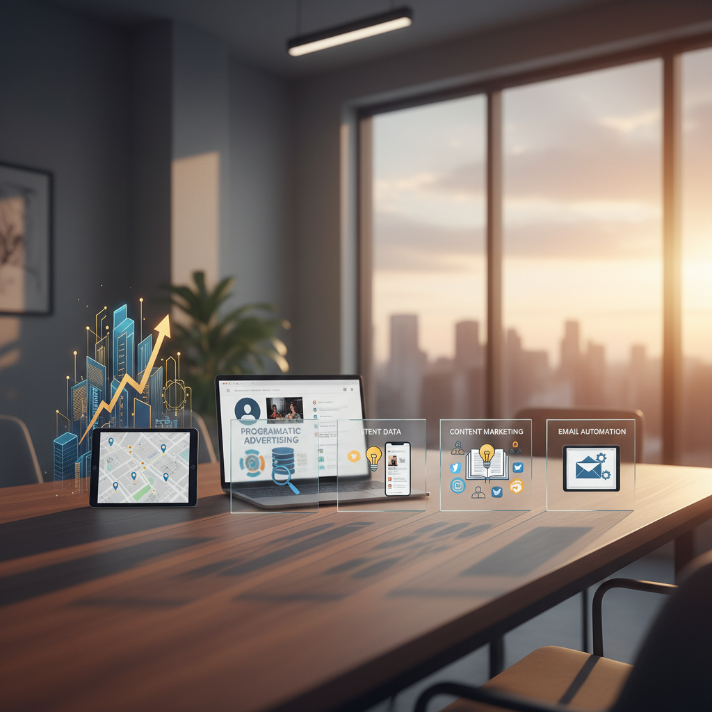 Five categories of top lead generation services for financial institutions including programmatic advertising and intent data