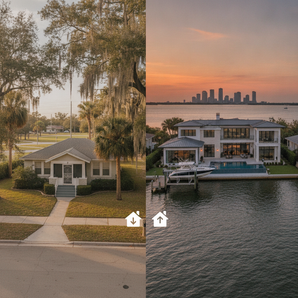 Comparison of Tampa Bay neighborhoods showing housing price differences for retirees