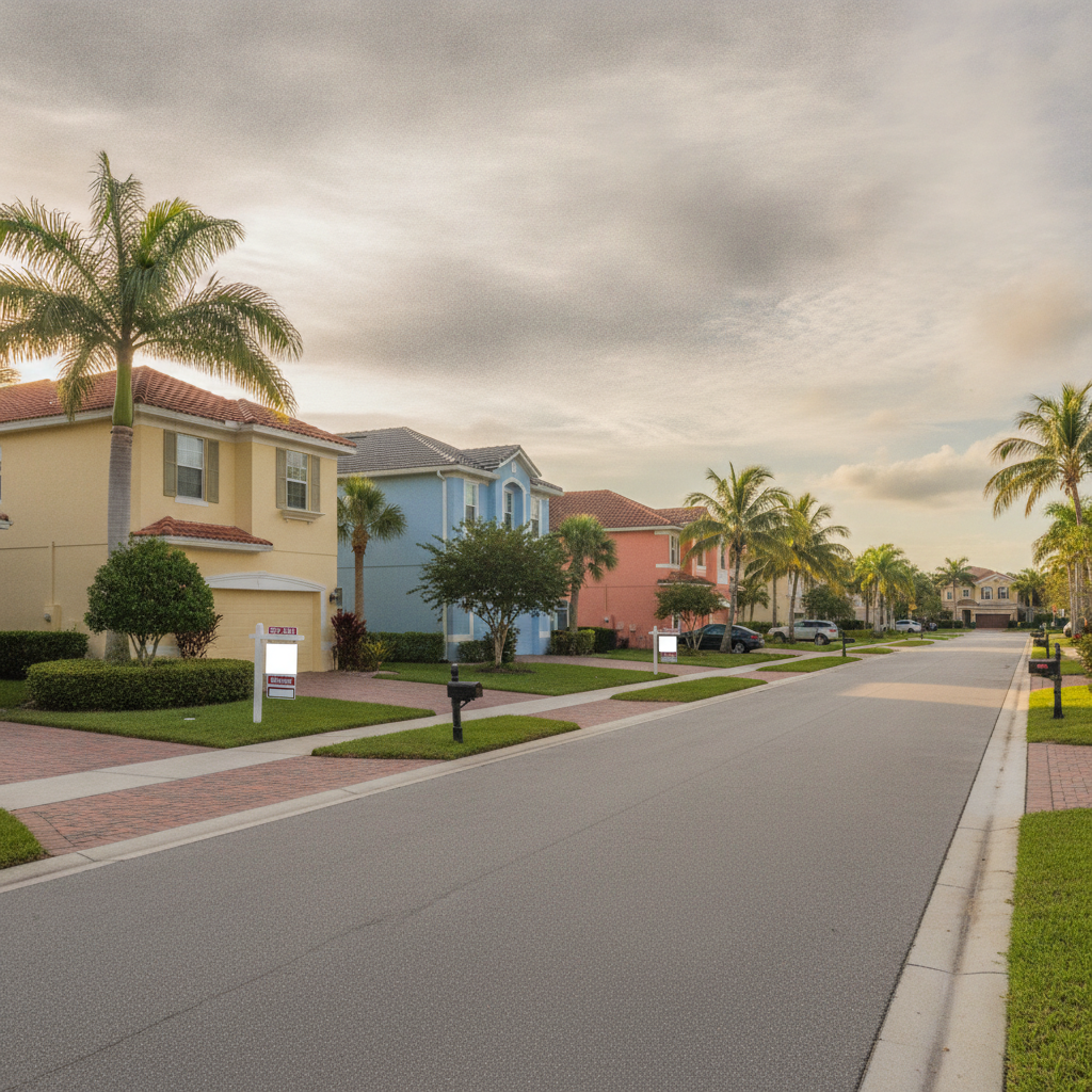 Tampa Bay neighborhood street with homes for sale representing current housing inventory