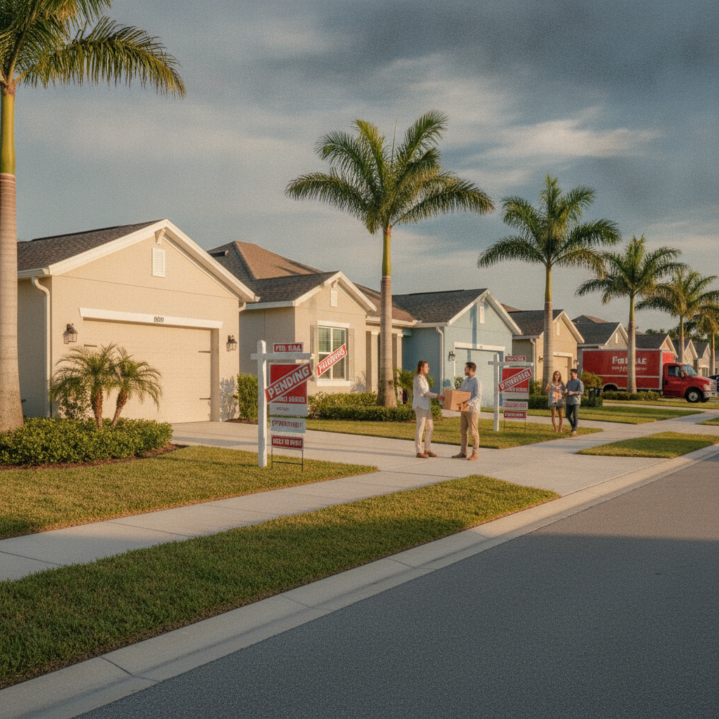 Tampa Bay neighborhood street with homes for sale representing a quick home sale market