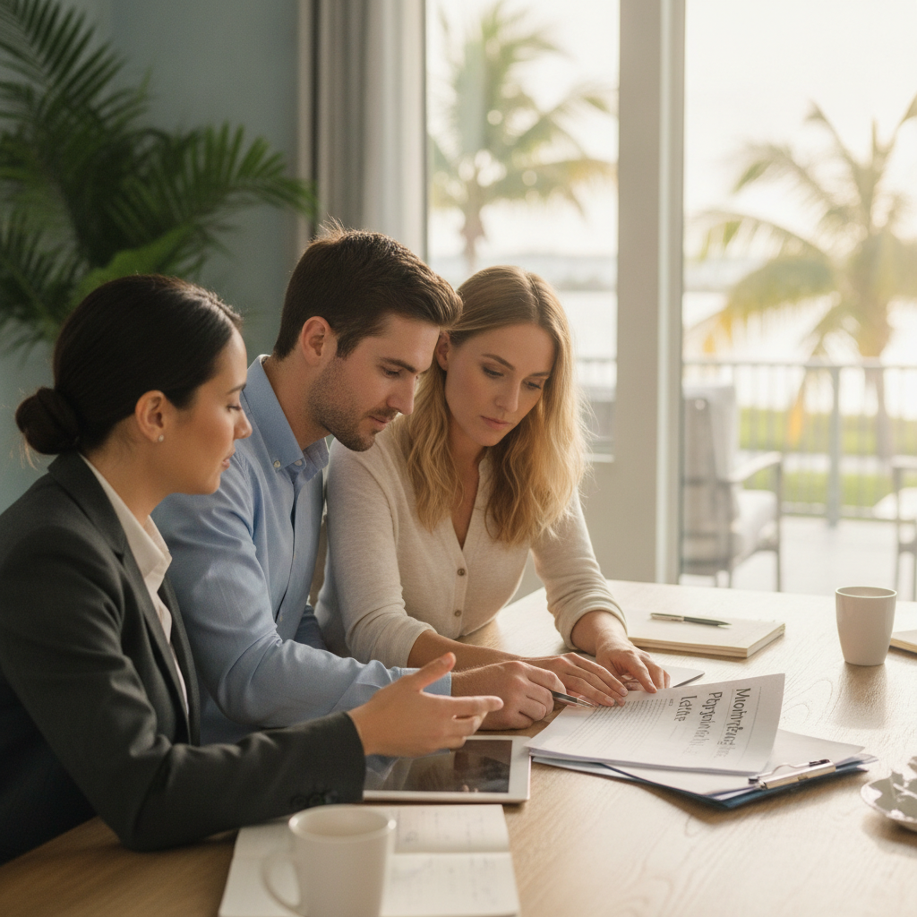 Tampa Bay homebuyer reviewing mortgage pre-approval documents with a lender