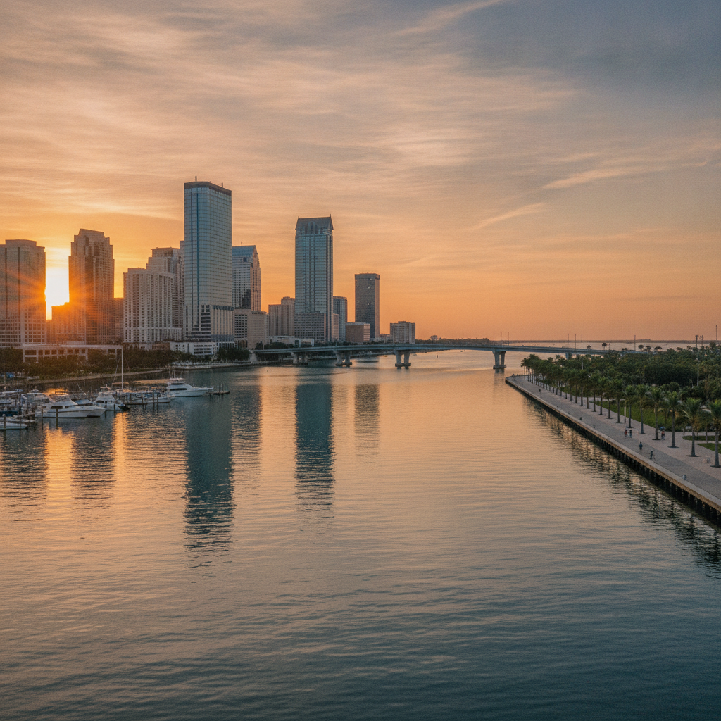 Waterfront skyline view representing the pros of moving to Tampa Bay for relocators