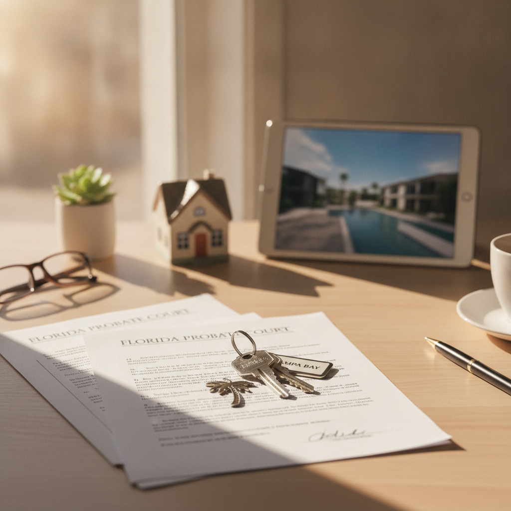 Florida probate documents and house keys representing selling inherited home tampa bay process