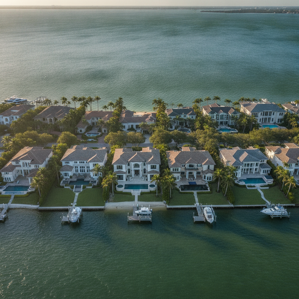 Aerial view of South Tampa luxury waterfront homes showing the high-end real estate market