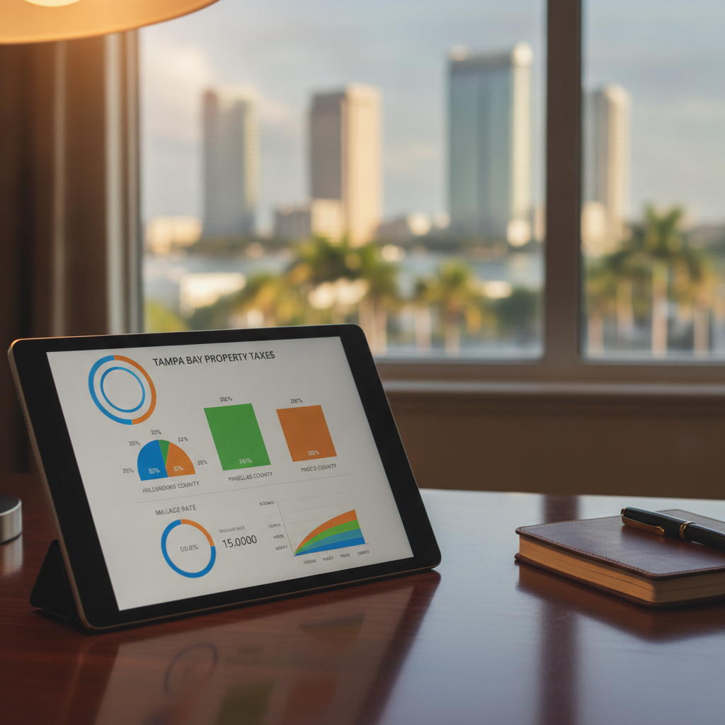 Tampa Bay property taxes calculator showing millage rate breakdown by county