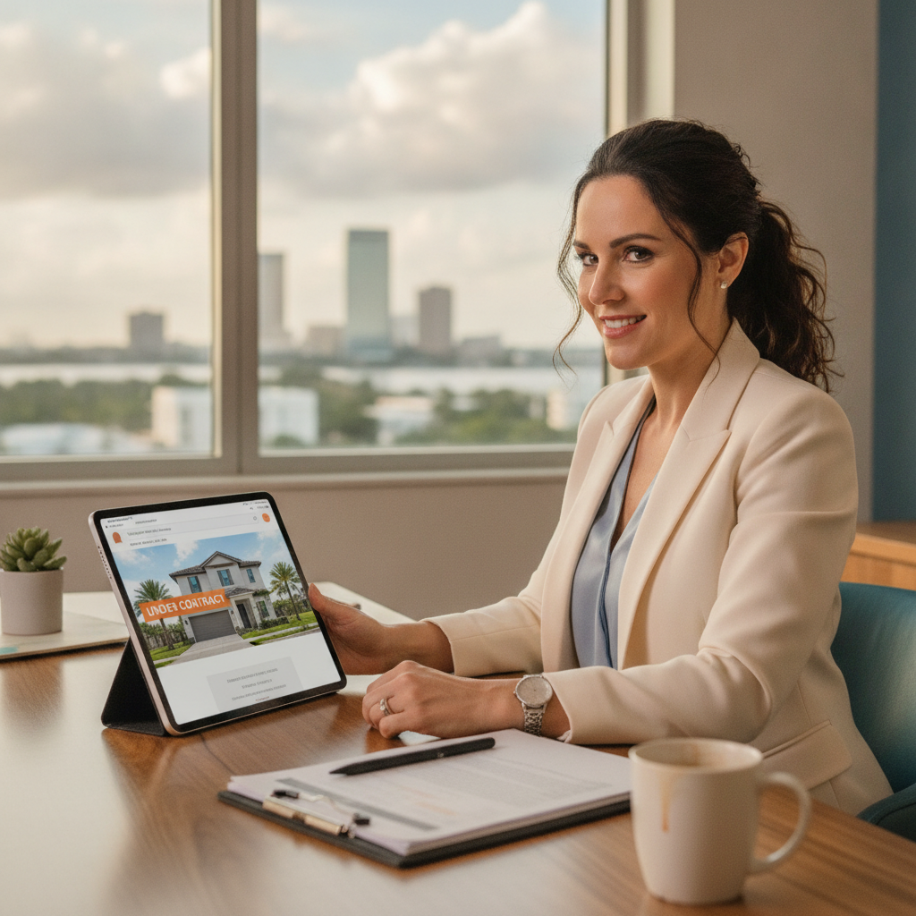 Tampa Bay real estate agent reviewing an under contract status on a home listing