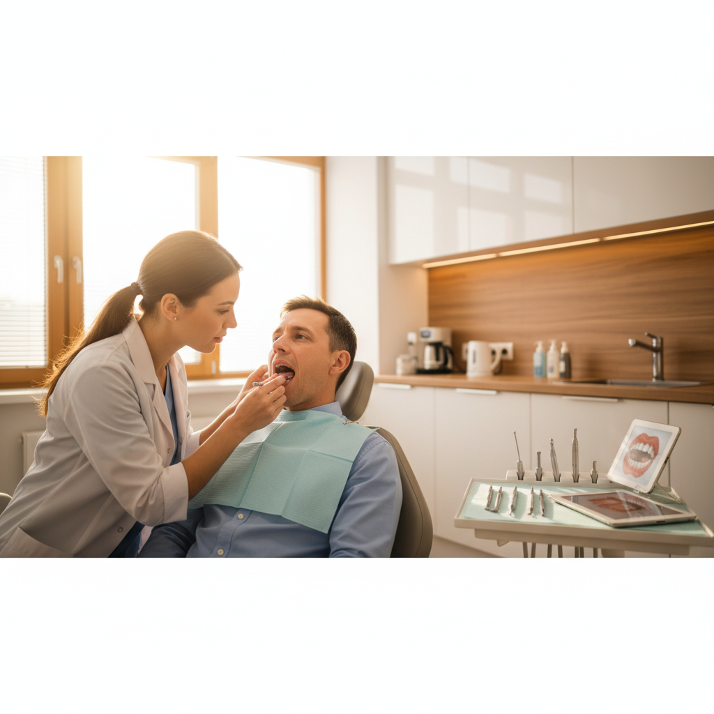 Adult patient consultation for tongue tie assessment at Lakeland dental office