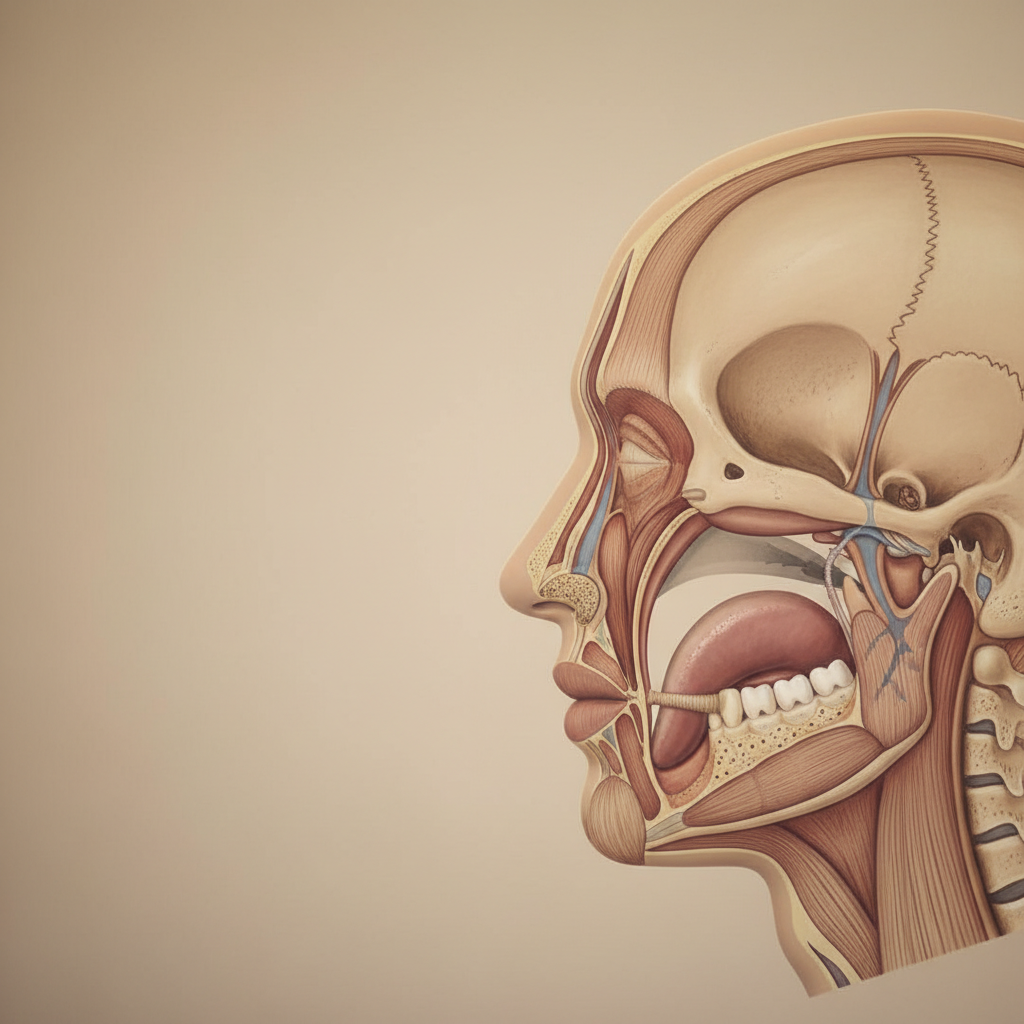 Diagram showing how tongue tie causes airway obstruction and sleep apnea in adults
