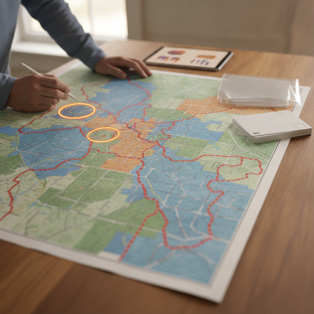 USPS carrier route map illustrating how eddm mailing targets geographic areas
