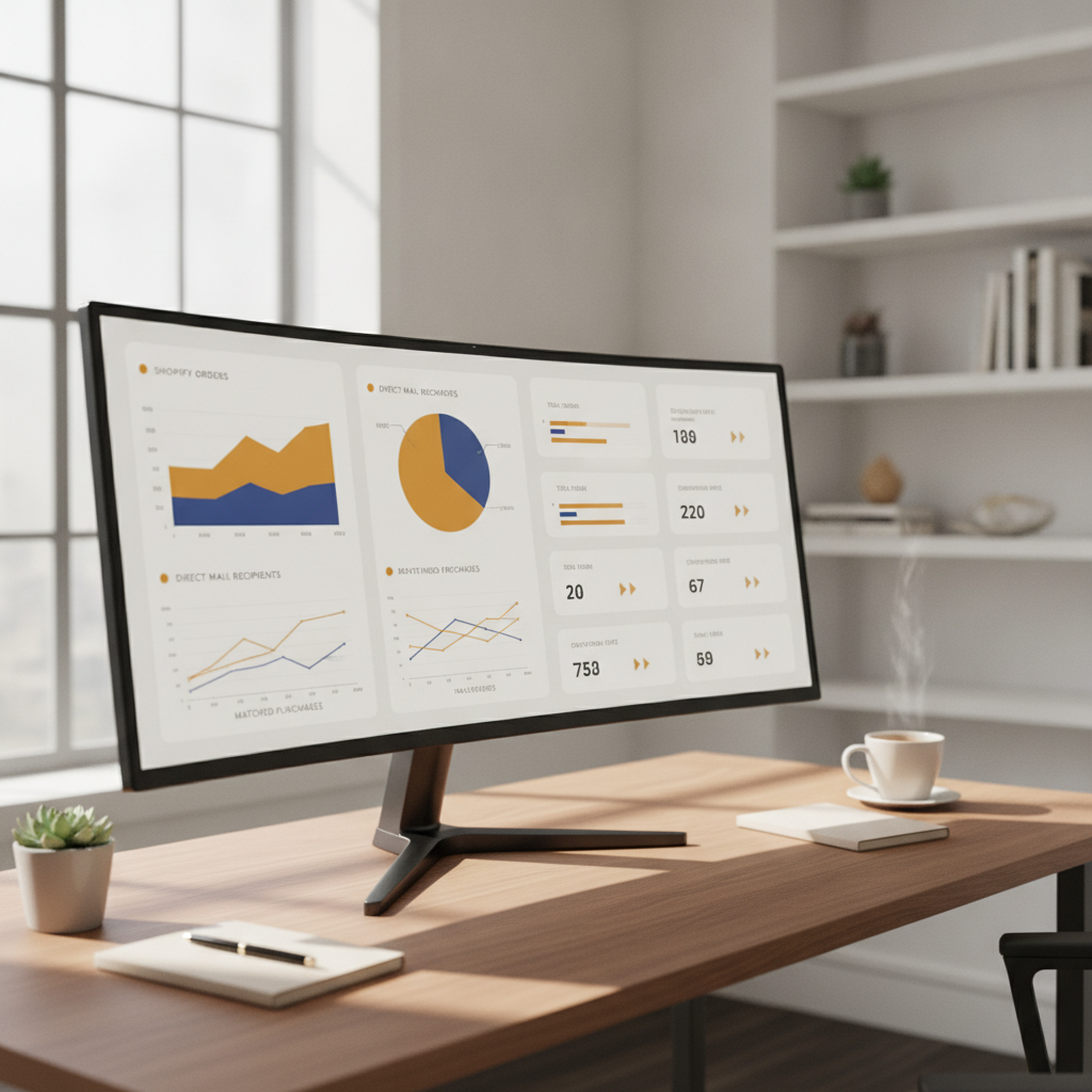 Dashboard showing Shopify order data matched to mailed direct mail recipients