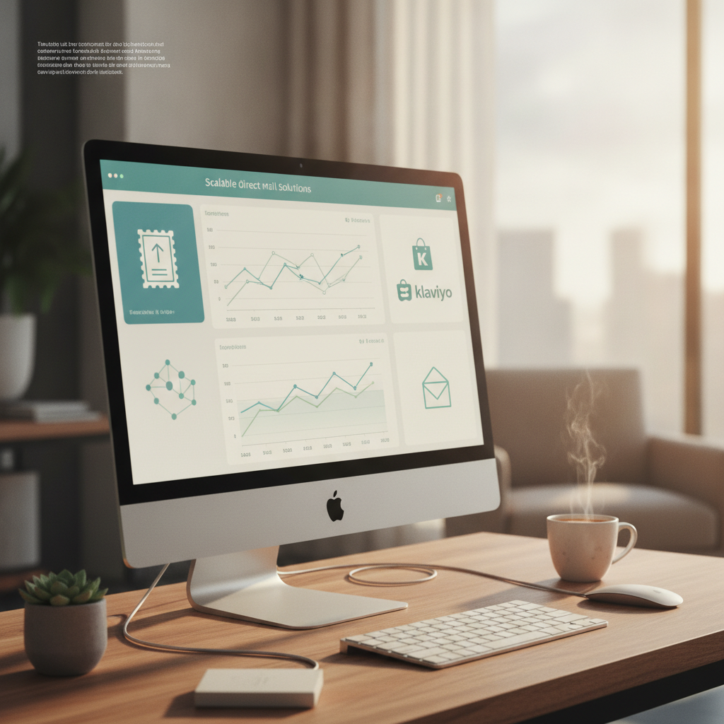 Dashboard showing scalable direct mail solutions for DTC connected to Shopify and Klaviyo data