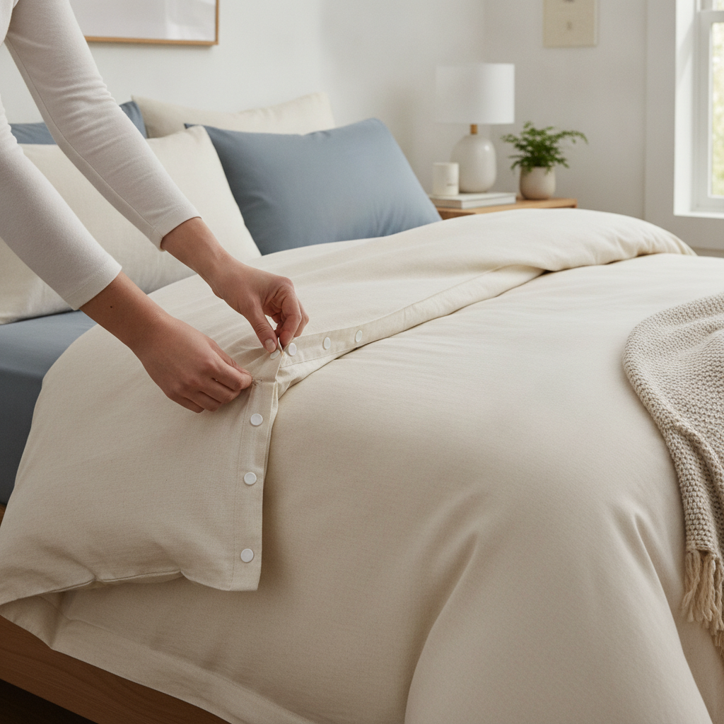 Duvet Cover with Snap Closure System: End Bunching