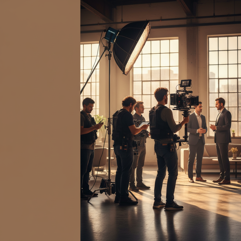 Brand film production companies Canada working on a commercial shoot with professional camera equipment