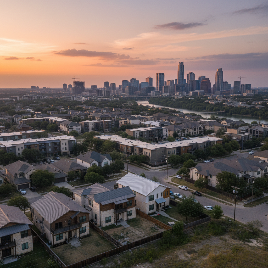 Austin Texas skyline with residential neighborhoods showing 2026 housing market conditions